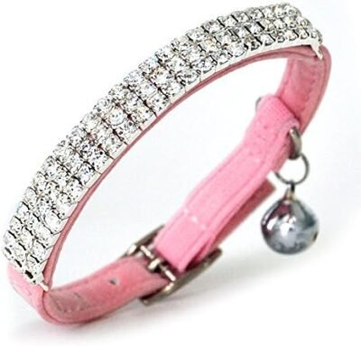 CHUKCHI Soft Velvet Safe Cat Adjustable Collar Bling Diamante with