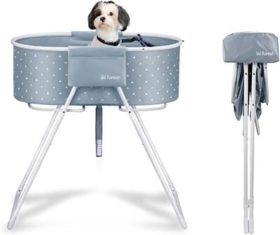 Furesh Elevated Folding Dog Bath Tub and Wash Station for Bathing