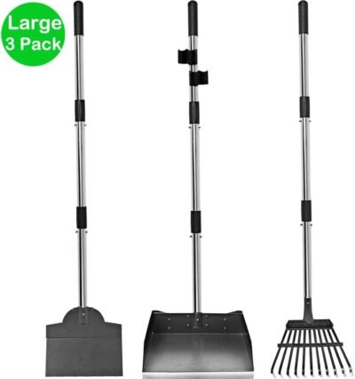 Upgraded Dog Pooper Scooper Tray Rake and Spade 3 Pack Poop Scoop