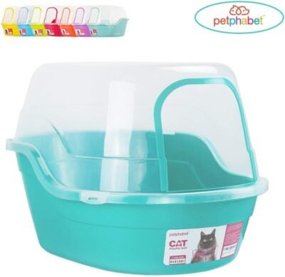 Petphabet Covered Litter Box Jumbo Hooded Cat Litter Box Holds Up to