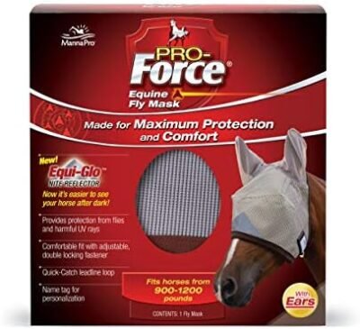 Manna Pro 667824 Equine Fly Ears Pro-Force Mask with Adjustable Fits