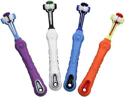 Orgrimmar 4Pcs 3-Sided Pet Toothbrush Dog Toothbrush Removing Bad