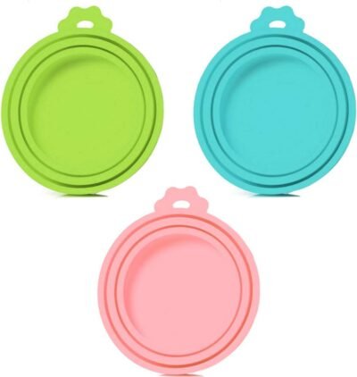 SLSON 3 Pack Pet Food Can Cover Universal Silicone Cat Dog Food Can