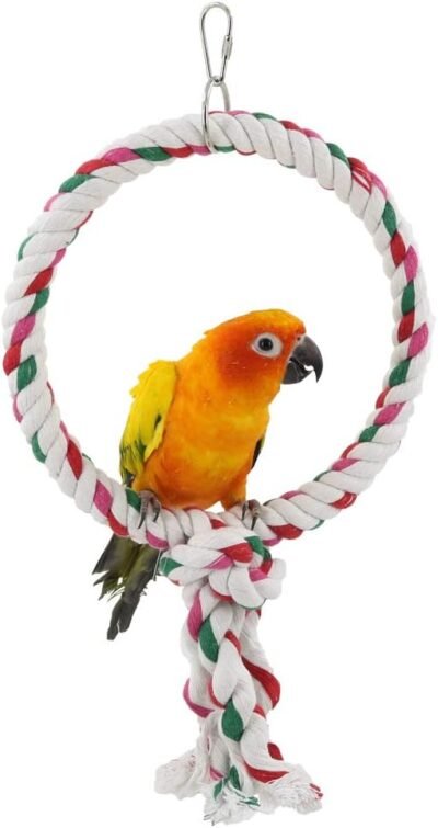 YINGGE Cotton Rope Swing Bird ToysCircle Ring Parrot Perch Swings