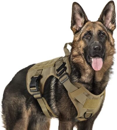 rabbitgoo Tactical Dog Harness Vest Large with Handle Military
