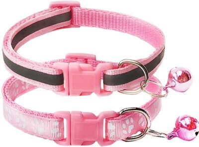CHBORCHICEN 2-Pack Footprint & Reflective Cat Collar with Bell Basic