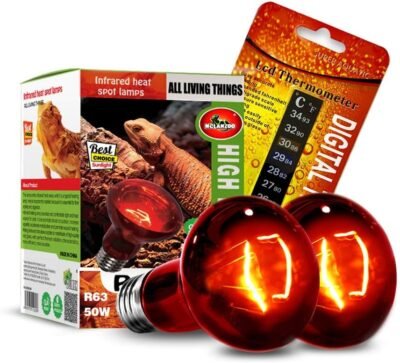CULLEN 2PCS Reptile Heat Lamp 50W Infrared Basking Spot Heat