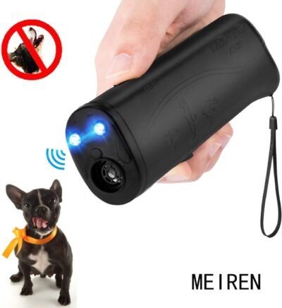 MEIREN Black Handheld Dog Repellent & Trainer Dual Ultrasonic Anti