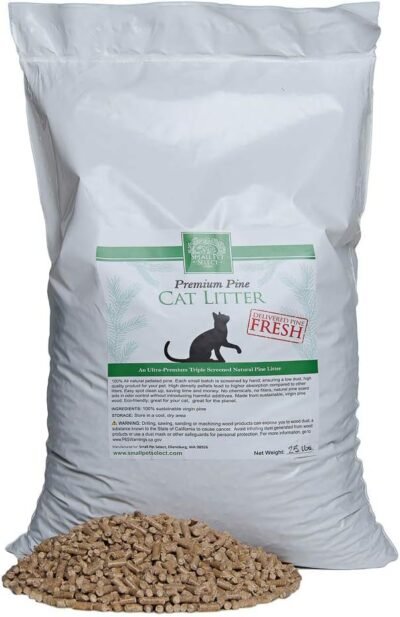 Small Pet Select Premium Pine Pelleted Cat Litter 25lb Brown Pine
