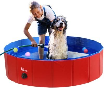 Fuloon PVC Pet Swimming Pool Portable Foldable Pool Dogs Cats Bathing
