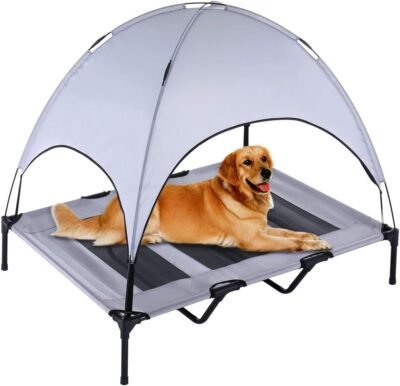 SUPERJARE Outdoor Dog Bed Elevated Pet Cot with Canopy Portable for