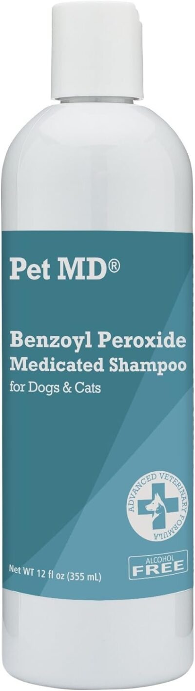 Pet MD Benzoyl Peroxide Medicated Shampoo for Dogs and Cats Effective