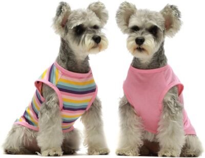 Fitwarm 2-Pack 100 Cotton Striped Dog Shirt for Pet Clothes Puppy