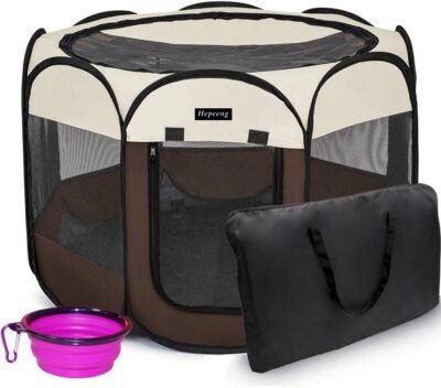 Hepeeng Portable Foldable Pet Playpen and Carrying Case Collapsible