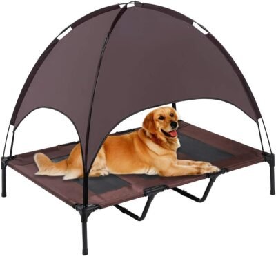 SUPERJARE Outdoor Dog Bed Elevated Pet Cot with Canopy Portable for