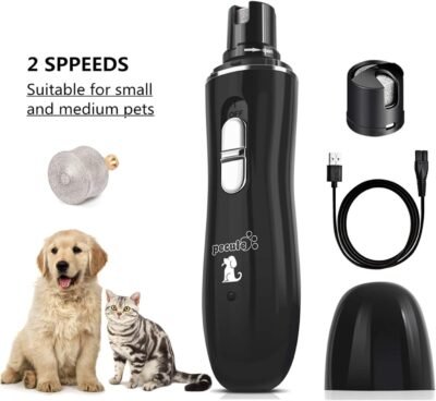 Pecute Dog Nail Grinder Rechargeable Electric Pet Nail Trimmer for