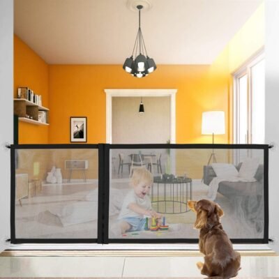 Dog Magic Gate Pet Safety Gate Zip Design Adjustable in 3