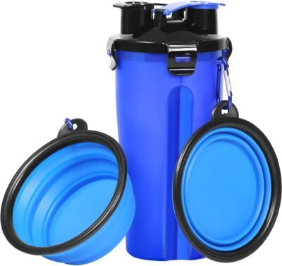 Dog Water Bottle Dog Bowls for Traveling Pet Food Container 2-in-1
