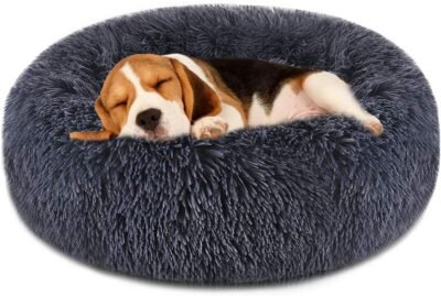 FOCUSPET Dog Bed Cat Bed Donut Pet Bed Faux Fur Cuddler Round