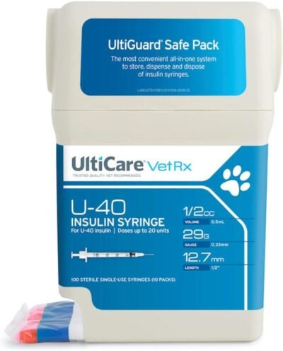 UltiCare VetRx U-40 UltiGuard Safe Pack Pet Insulin Syringes 12cc 29G