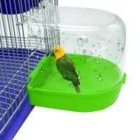 kathson Parrot Bath Box Bird Cage Accessory Supplies Bathing Tub Bath