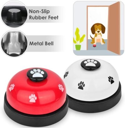 SlowTon Pet Bell 2 Pack Metal Bell Dog Training with Non Skid Rubber