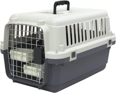 SportPet Designs Plastic Kennels Rolling Plastic Wire Door Travel Dog
