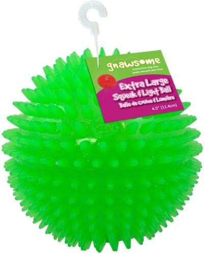 Gnawsome 45 Spiky Squeak & Light Ball Dog Toy - Extra Large Cleans