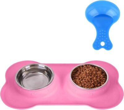 Hubulk Pet Dog Bowls 2 Stainless Steel Dog Bowl with No Spill