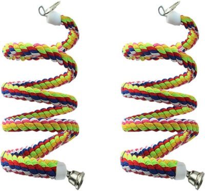 Lee-buty 2pcs 63in Bird Perch Rope Bungee Bird Toy Pure Natural