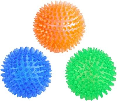 Orgrimmar 3 Pieces Pet Squeaky Chewing Balls Dog Soft Stab Balls