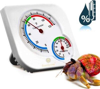 SunGrow Hermit Crab Humidity and Temperature Meter 3x1 Inch Analog