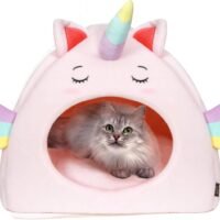 All Fur You Unicorn Style Cat Cave Bed Cat House for Indoor Cats