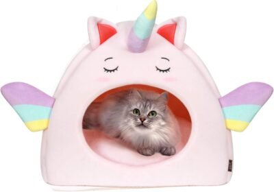 All Fur You Unicorn Style Cat Cave Bed Cat House for Indoor Cats