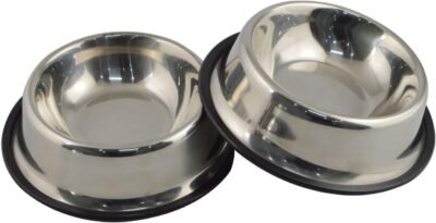 Mlife Stainless Steel Dog Bowl with Rubber Base for SmallMediumLarge