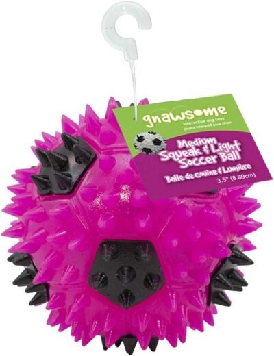 Gnawsome 35 Squeak & Light Soccer Ball Dog Toy - Medium Cleans Teeth