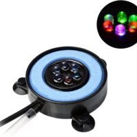 NICREW Multi-Colored LED Aquarium Bubbling Stone Disk Fine Bubble