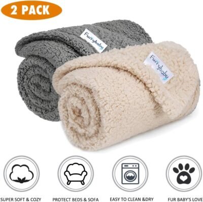 Premium Fluffy Fleece Dog Blanket Soft and Warm Pet Throw for Dogs &