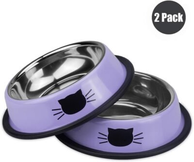 Ureverbasic Cat Bowls Pet Bowl Cat Food Water Bowl with Rubber Base