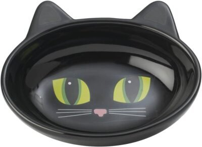 PetRageous Oval Frisky Kitty Pet Bowl 55-Inch Black