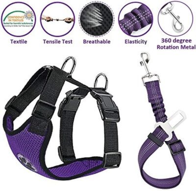 Lukovee Dog Safety Vest Harness with Seatbelt Dog Car Harness Seat