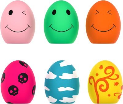 Dog Squeaky Toy 6 PCS Latex Bouncy Egg Balls with Squeaker for Puppy