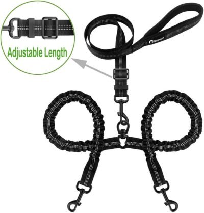Peteast Double Dog Leash Adjustable Heavy Duty Double Leash for Dogs