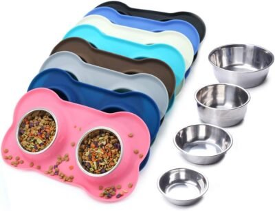 Vivaglory Dog Bowls Stainless Steel Water and Food Feeder with Non