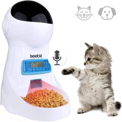 Iseebiz Automatic Cat Feeder 3L Pet Food Dispenser Feeder for Medium