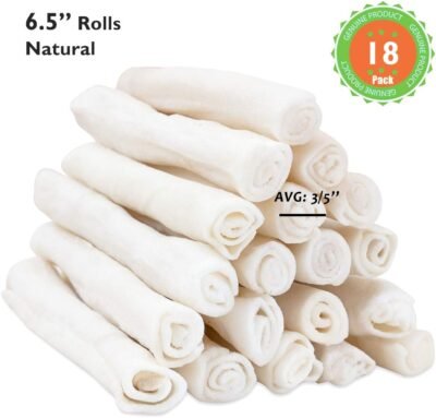 MON2SUN Dog Rawhide Rolls Natural Skinny Retriever Rolls 65 Inch for