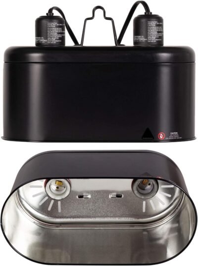 WACOOL Reptile Light Fixture Deep Dome Dual Lamp Fixture Tropical UVB