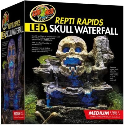 Zoo Med Repti Rapids LED Skull Waterfall Natural Rock Reptiles
