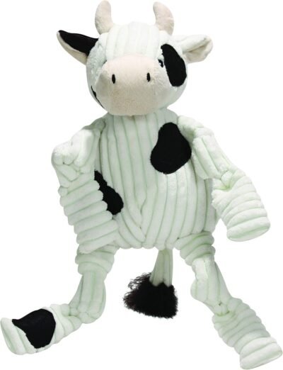 HuggleHounds Plush Corduroy Durable Squeaky Knottie Dog Toyfor