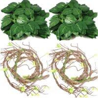 4Pcs Flexible Bend-A-Branch Jungle Vines Terrarium Leaves Lizard